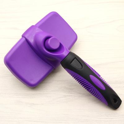 China Amazon Viable Automatic Pet Hair Pushing Comb Dog Needle Comb Self-cleaning Telescopic Dog Hair Removal Grooming Comb for sale