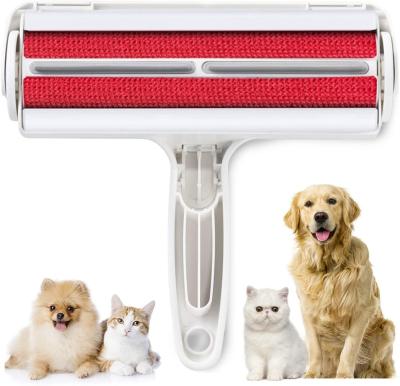 China Viable Factory Self Cleaning Pet Cat Dog Hair Remover Lint Roller Portable Reusable Two Way Tool for sale