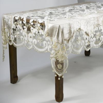 China CLASSIQUE velvet embroidered lace tablecloth for wedding party for sale