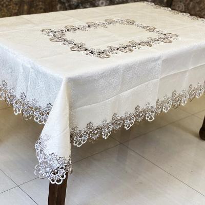 China Embroidery tablecloth round table cover, customized wedding embroidery lace tablecloth for sale