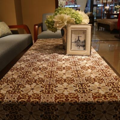 China Color waterproof coffee tablecloth patchwork velvet water floral lace table covered with embroidery lace overlays for sale