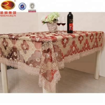 China Beautiful new EMBROIDERY design lace tablecloth with organza for sale