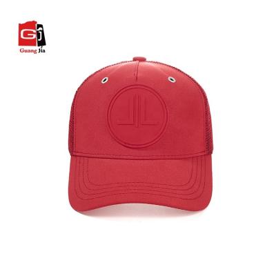 China COMMON Wholesale Custom 5 Panels Silicone Patch Brim Mesh Cotton Curved Baseball Hat for sale