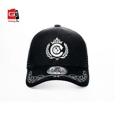 China JOINT Promotional Custom 6 Panels Embroidery Acrylic Flat Fabric Curved Brim Mesh Hat For Men for sale