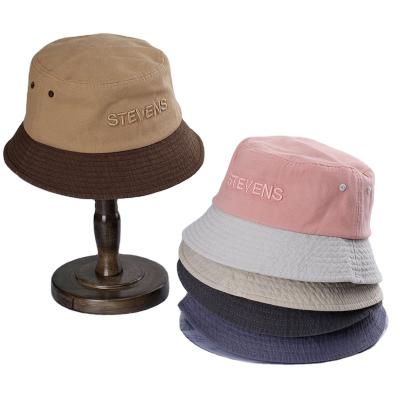 China Custom 3d embroidery logo contrast color cotton polyester outdoor casual bucket hat for sale