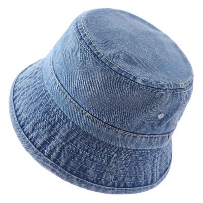 China Wholesale Casual Custom Empty Pure Color Causal Vintage Denim Blue Wash Bucket Hats for sale