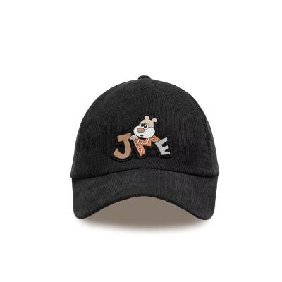 China Custom Outdoor Cute Casual Rubber Kids Autumn Spring Corduroy Applique Unisex Baseball Cap For Kids for sale