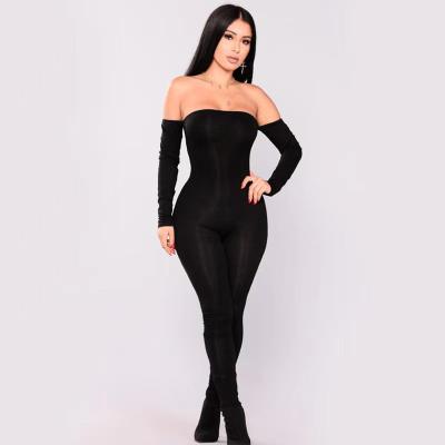 China QUICK DRY plus size fitness off the shoulder spring summer jumpsuits one piece outfits sexy Bodycon rompers for women for sale