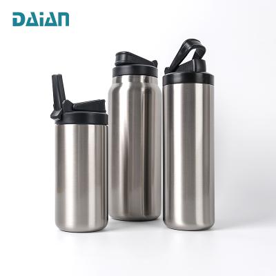 China Sustainable High Quality Double Wall 12oz Insulated Vacuum Folding Handle Stainless Steel Sports Water Bottle for sale