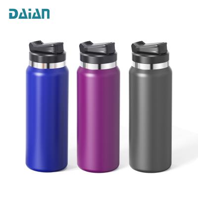 China Dishwasher Safe 20oz Double Wall Vacuum Flask Stainless Steel Sustainable Sports Water Bottle With Folding Handle for sale