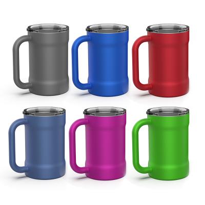 China Sustainable High Quality Double Wall Insulated Vacuum Metal 16oz Stainless Steel Coffee Mugs With Handle for sale