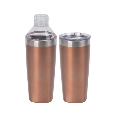 China Double wall. Works As Tumbler New Design Clear Lid Vacuum Double Wall 20oz Cocktail Stainless Steel Shaker for sale