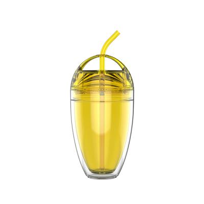 China Sustainable Customized Acrylic Double Wall Cup Egg With Plastic Straw Tumbler For Drinking for sale