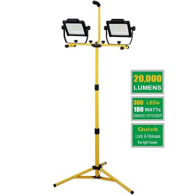 China Portable Led Work Lights Double Head LED Work Lightweight SUPER BRIGHT Heavy Duty Metal Tripod Stand 20,000 Lumens for sale