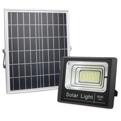 China Garden Solar Panel Power IP67 Dusk To Dawn Remote Control Exterior Solar Billboard Reflector Garden 60W LED Flood Light for sale