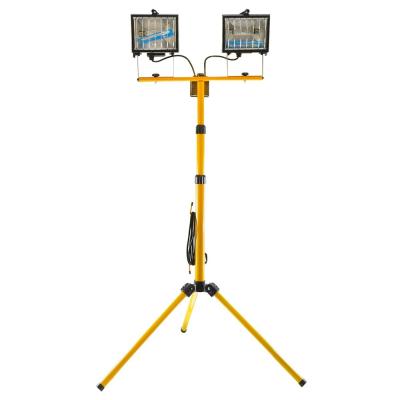 China Garden Halogen Twin Head Work Tripod Stand Low Shop Garage Spot Lightweight Telescoping Double Head for sale