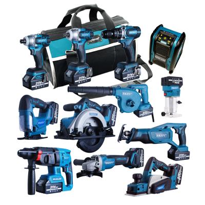 China Cutting +drill Holes EKIIV Most Powerful Wood Cordless 15pcs Drill In Combo Set 20 Volt Cordless Combo Kits for sale