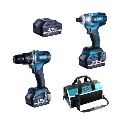 China Cutting +drill Holes EKIIV 18V 21V Impact Wood Cordless Hammer Drill 8 Inch Cordless Chainsaw Tool Cordless Combo Kit for sale