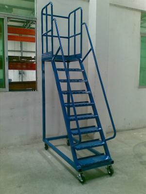 China steel high climbing ladder customized Movable 1m - 2m  for  Supermarket for sale