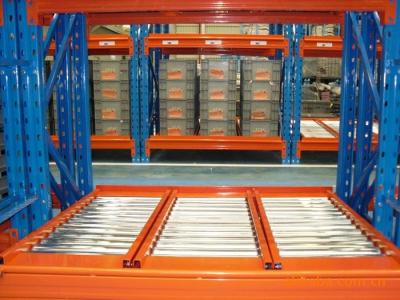 China Blue Forklift Gravity Flow Racks , Cold Steel Industrial Warehouse Storage for sale