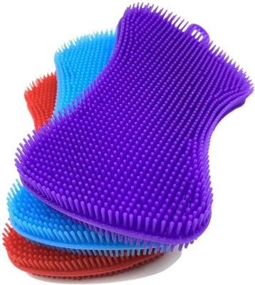 China Boomjoy Silicone Sponge Dish Washing Sponge Brush Kitchen Squeegee Sustainable Double Sided Sliding Cleaning Sponge for sale