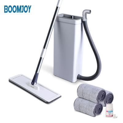 China New Sustainable Boomjoy Microfiber Mop Flat Mop Bucket For Floor Cleaning Mop Self Wash 360 Magic Wet And Dry for sale