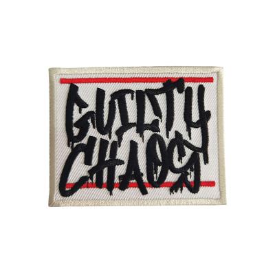 China Viable Factory Wholesale Square English Letter Custom Sew On Patches Embroidery Applique for sale