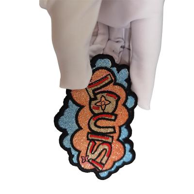 China Color Stable Collision Irregular Shape Styles English Letters Patches Embroidery Custom Animal Applique for sale