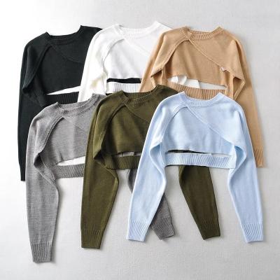 China Anti-Wrinkle Women Fitness Crop Cotton Top Sports Shirts Long Sleeves Knitted Sweatshirt Gym Workout Yoga T-Shirts for sale