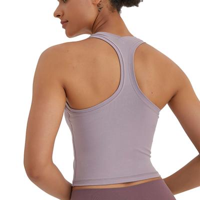 China Women Breathable Crop Tops Long Row Fitness Camisole Yoga Workout Gym Running Shirt for sale