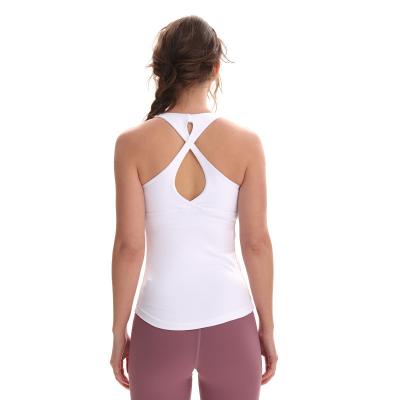 China Breathable Women Padded Running Yoga Cami Tank Top Longline Camisole Sports Bra Tank Top Fitness Workout for sale