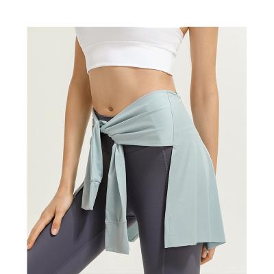 China Anti-Wrinkle Women's Mini High Waisted Ladies Sport Skirt Plus Size Skirt Irregular Yoga A-Shape Active Lined Shorts for sale