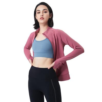 China Wolesale Breathable Full Zipper Hoodie Jacket For Women Running Long Sleeve Top Yoga Jackets Women for sale