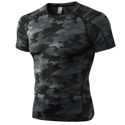 China QUICK DRY Men's Workout Shirts Moisture Wicking Loose Fit Running Quick Dry Shorts Sleeve Men's Workout T-Shirts for sale