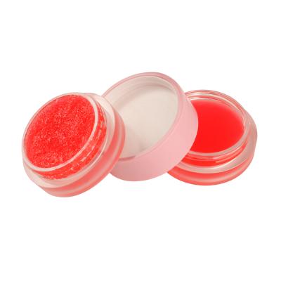 China Low moq custom strawberry natural sunscreen logo brush organic 2 in 1 private label lip scrub for sale