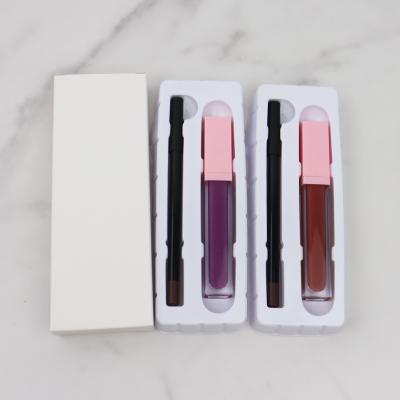 China Waterproof Private Label Organic Lipliner And Double Liquid Lipstick Lip Liner Set for sale