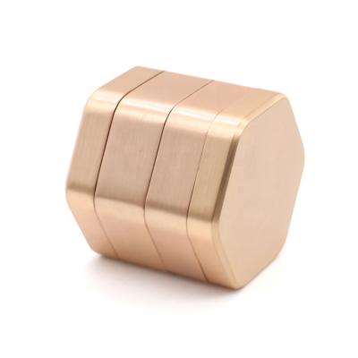 China Hot Selling Hexagon Minimalist Herb Grinder 4 Parts Zinc Metal Custom Logo Weed Smoking Tobacco Herb Grinder for sale