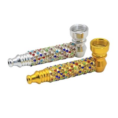 China EKJ P0119 Modern Hot Sale Accessories Diamond Metal Tobacco Weed Smoking Dry Herb Smoking Pipe Wholesale for sale