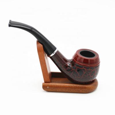 China EKJ-5581 Durable Resin Red Split Shape Wooden Smoking Pipes Size 140MM Short Tobacco Pipes Wholesale for sale