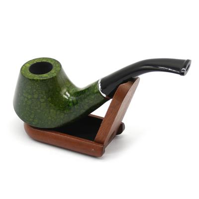 China New High End Handmade Wholesale Tobacco Pipe Solid Wood Green Marbling Wooden Smoking Pipe Tobacco Accessories for sale