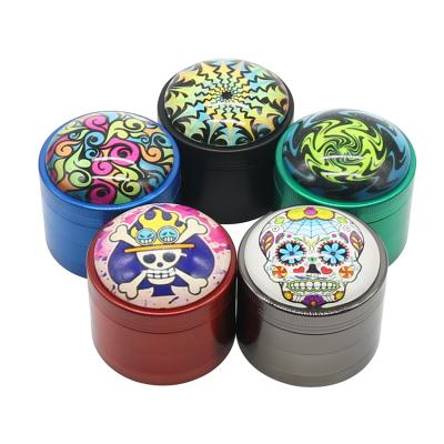 China 50MM New Tobacco Zinc Alloy Zinc Alloy Logo Dry Herb Grinder Wholesale Custom Metal Crystal Sticker Design Classic Style for sale