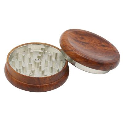 China Zinc Alloy & 2019 New Design Wooden Two-Layer 68mm Redwood Grinder Teeth Zinc Alloy Wood Circular Concave Top Lid Dry Herb Grinder Wholesale for sale