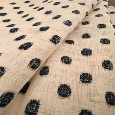 China Viable Stock 100 Dobby Pure Linen Dots Bulk Canvas Fabrics For Man Shirt And Women Cloth for sale