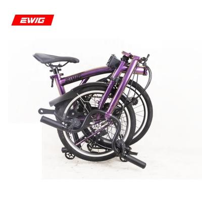 China EWIG New Design Carbon Steel 16 Inch Folding Bike 6 Speed ​​Aluminum Alloy Carbon Steel MINI City Road Folding Bicycle Fork For Adult for sale