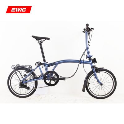 China EWIG Carbon Steel Folding Bike 16 Inch 6 Speed ​​Most Popular Aluminum Alloy Carbon Steel Fork MINI City Road Folding Bicycle Cute For Adult for sale