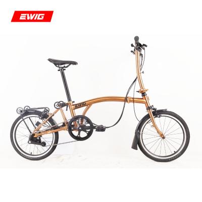 China New Design MINI City Road Folding Bicycle 16 Inch 6 Speed ​​Hot Fork Carbon Steel EWIG Sale Foldable Bike For Women 16