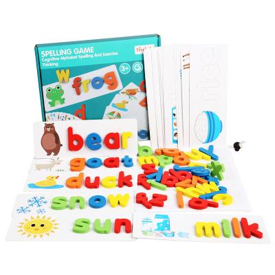 China Wholesale Eco-Friendly Kids Wooden Alphabet Word English Spelling Puzzles For Kids for sale