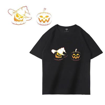 China Apparel Cartoon Halloween Pumpkin Hand Drawn Heat Transfer Printing Custom Costume Transfer Printing For T-shirt for sale