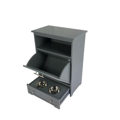 China Stocked pet feeder with a drawer combines food storage 2 in 1 functions cabinet pet storage for sale