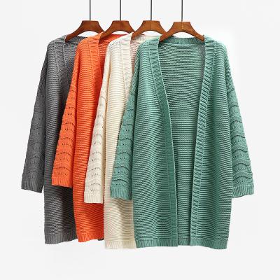 China 2022 new wholesale anti-shrink spring cardigan long women knitted solid color sweater coat for sale